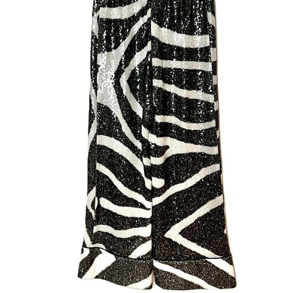 In The Mood For Love Johny Zebra Sequin Pants Black White Size S - Picture 2 of 9